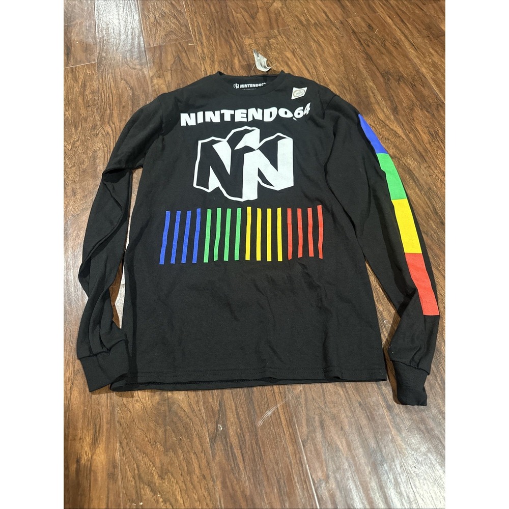 Nintendo 64 N64 Logo Color Bars Black Graphic Pullover - Men's Size S